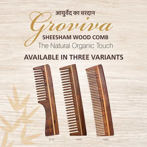 Groviva Sheesham Wood Comb 15 Fc | Hair Straightening | For Men (Pack Of 3)