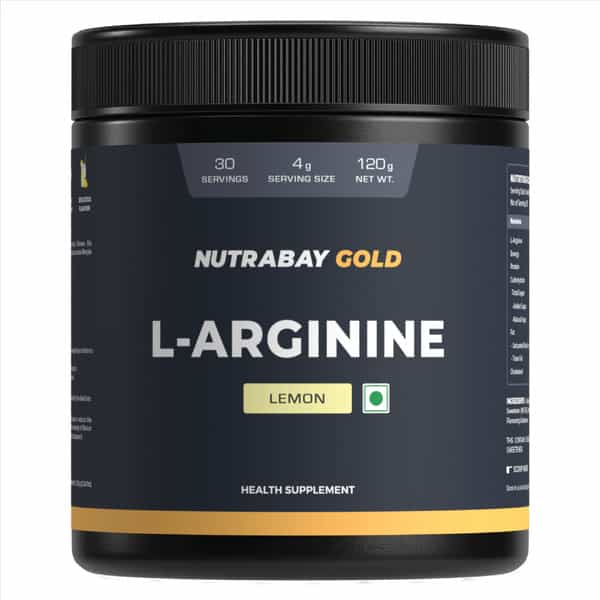Nutrabay Gold L-Arginine Supplement Powder - 120G | Lemon Flavor | Pre Workout Amino Acid