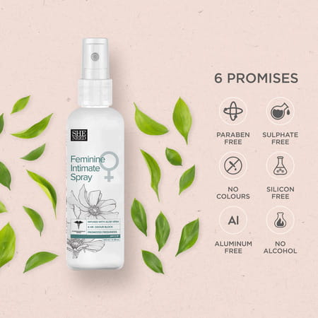 Sheneed Feminine Intimate Spray For Women | For Bikini Area With Aloe Vera & Menthol 100ml