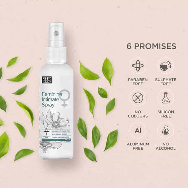 Sheneed Feminine Intimate Spray For Women | For Bikini Area With Aloe Vera & Menthol 100Ml