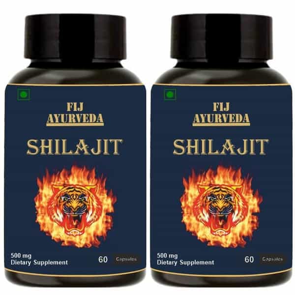 Fij Ayurveda Shilajit/Shilajeet Capsule Supports Vigor & Vitality - 500Mg 60 Capsules (Pack Of 2)