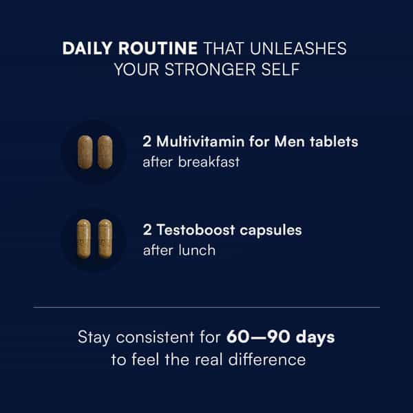 Multivitamin For Men + Testoboost Combo | All-Day Energy | Stamina & Recovery-60 Units