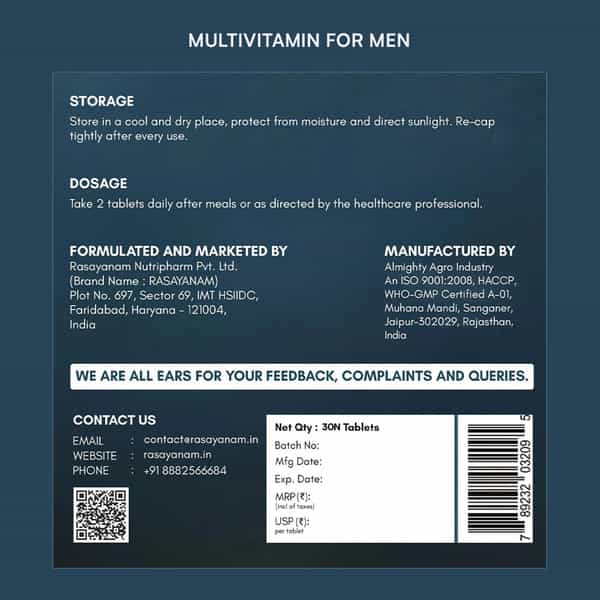 Multivitamin For Men + Testoboost Combo | All-Day Energy | Stamina & Recovery-60 Units