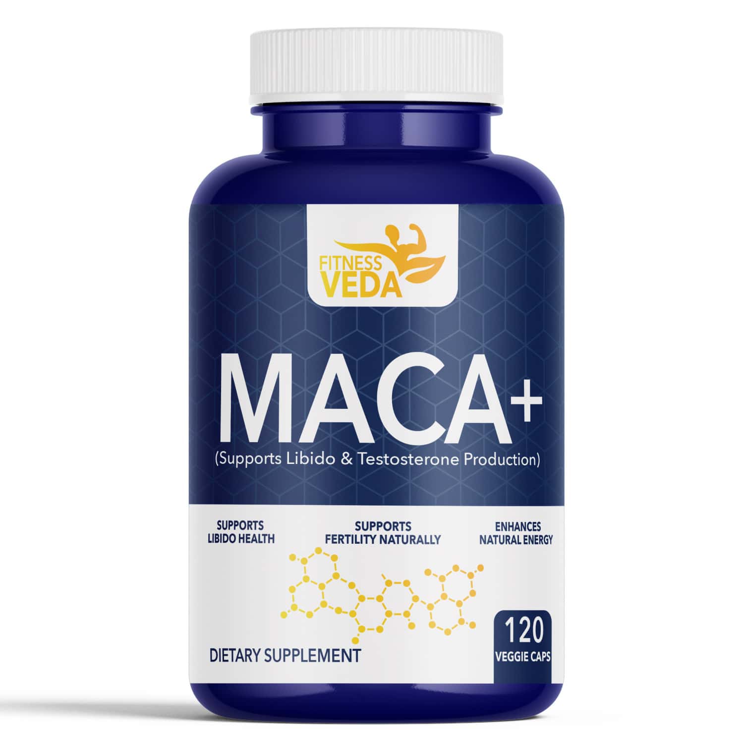 Fitness Veda Maca Root Capsules 120 Veggie Caps - Organic Maca Supplement For Men & Women