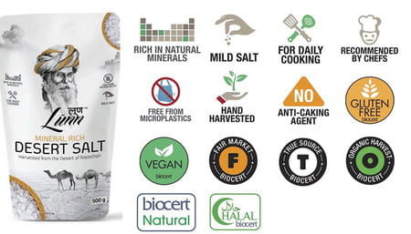 Lunn Combo Of Natural Fine Grain Desert Salt | Pack Of 5 (500 Gm Each)