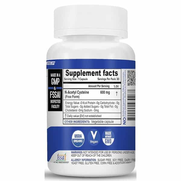 Nutrija Nac (N-Acetyl L-Cysteine) 600Mg | Liver & Antioxidant Support - 60 Capsules