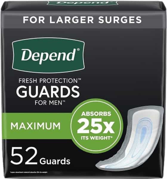 Depend Incontinence Guards For Men Maximum Absorbency 52N