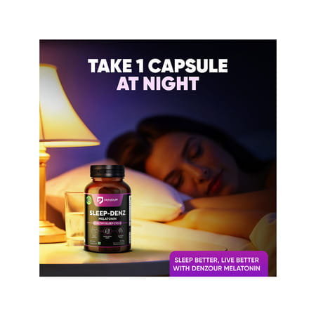 Denzour Nutrition Sleep - Denz Melatonin 10 Mg | Non - Habit Forming | 60 Veg Capsules
