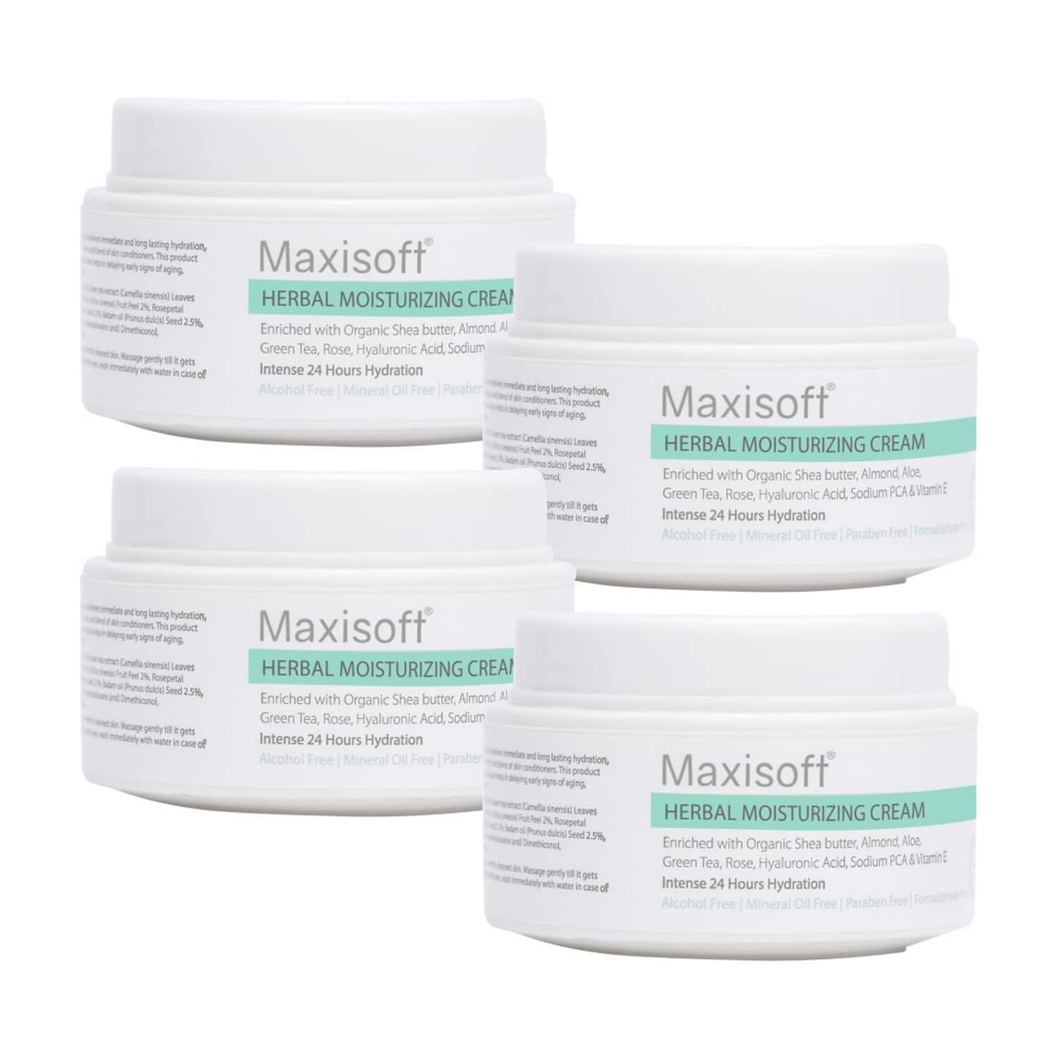Maxisoft Herbal Moisturizing Cream | Squat Jar | 50 Gm | Pack Of 4