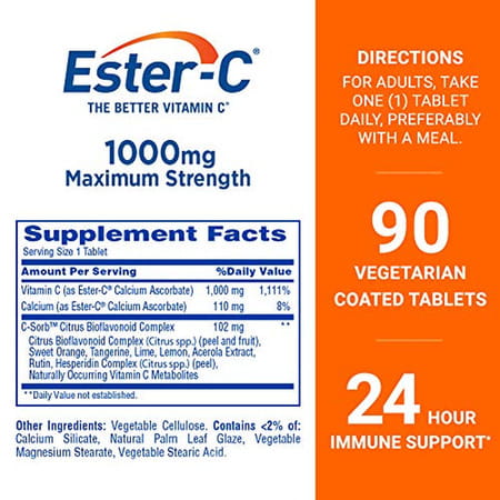 American Health Ester-C Vitamin C | 1 |000 Mg | 90 Coated Tablets