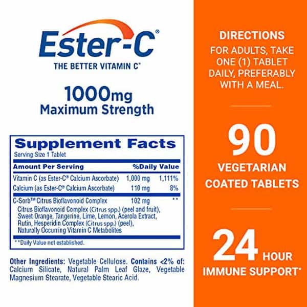 American Health Ester-C Vitamin C | 1 |000 Mg | 90 Coated Tablets