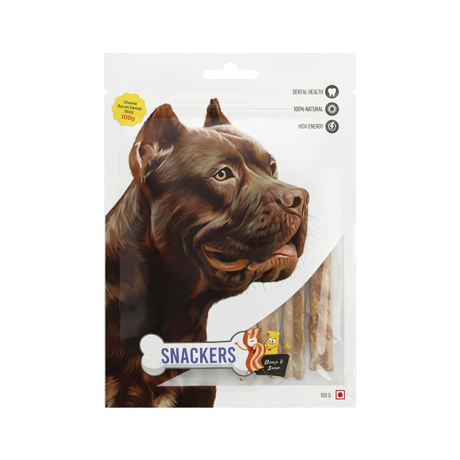 Snackers Cheese Bacon Dental Stick Dog Treats | 100 G