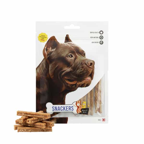 Snackers Cheese Bacon Dental Stick Dog Treats | 100 G