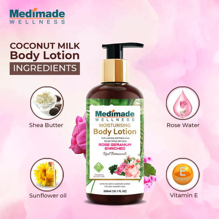 Medimade Rose Geranium Enriched Body Lotion - 300 Ml X 2 ( Pack Of 2 )