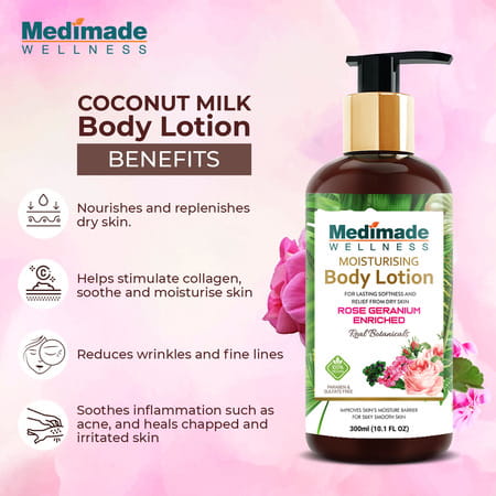 Medimade Rose Geranium Enriched Body Lotion - 300 Ml X 2 ( Pack Of 2 )