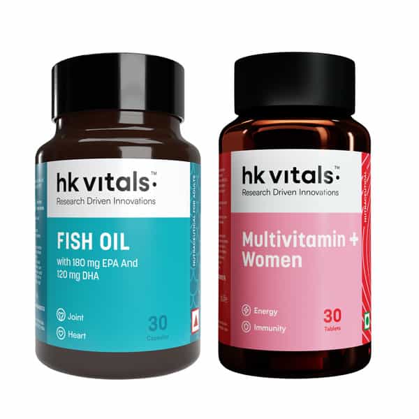 Hk Vitals Multivitamin Women + Fish Oil (30 Each) | 1000Mg Omega 3 | Combo Pack