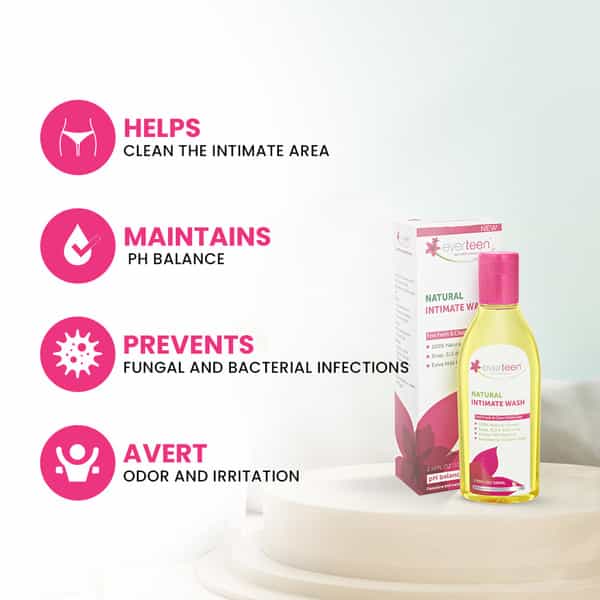 Everteen Natural Intimate Wash For Feminine Hygiene In Women - 4 Packs (105Ml Each)