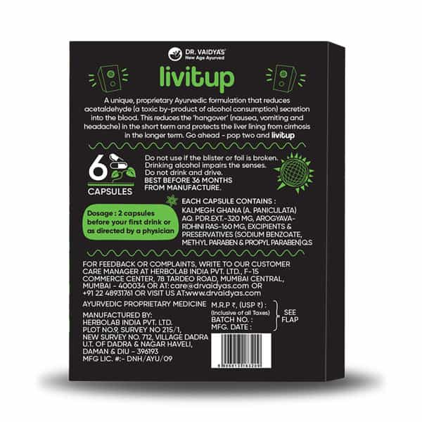 Dr. Vaidya's Livitiup - 6 Capsules Pack Of 1