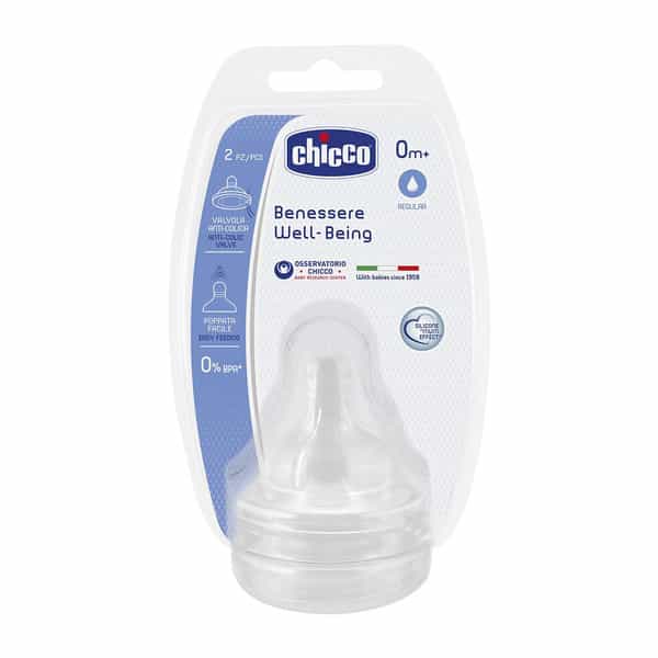 Chicco Well Being Regular Silicon Teat 0M+ (2Pieces)