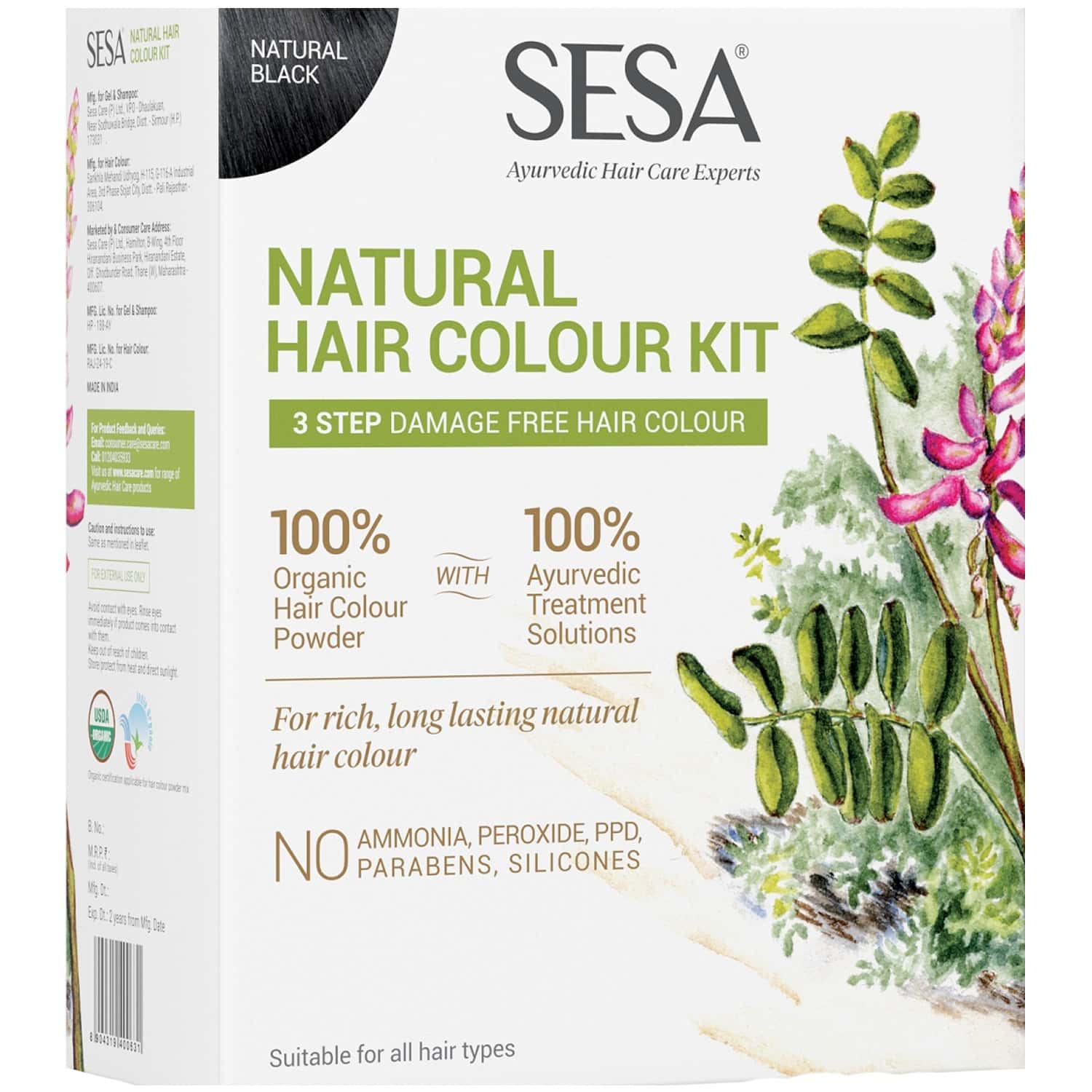 Buy SESA NATURAL HAIR COLOUR KIT 100 ORGANIC HAIR COLOUR POWDER 3