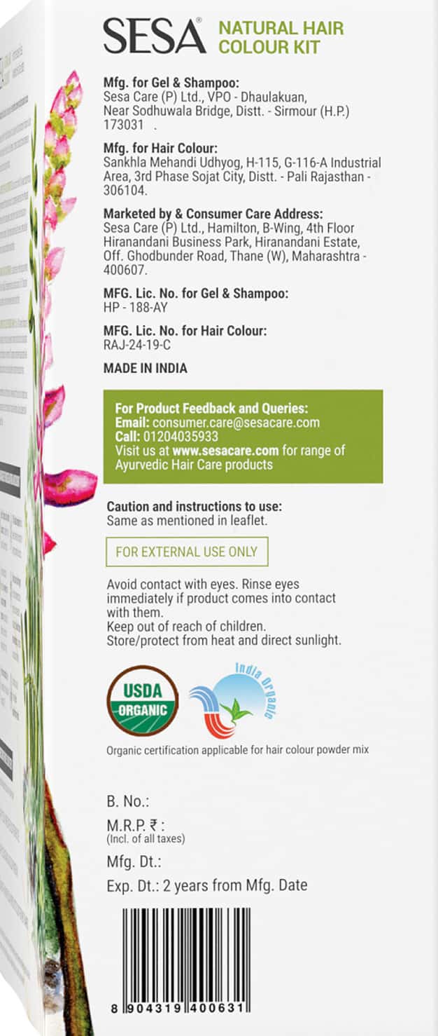 Buy SESA NATURAL HAIR COLOUR KIT 3 STEP KIT NATURAL BLACK 40ML