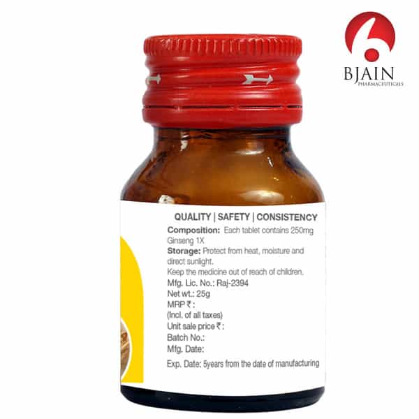Bjain Ginseng 1 X Tablet For Energy . Stamina & Vitality - 25Gm