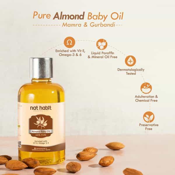 Nat Habit Pure Almond Baby Massage Oil For Hair & Skin Care | 100Ml