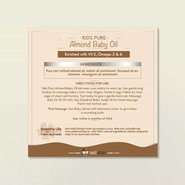 Nat Habit Pure Almond Baby Massage Oil For Hair & Skin Care | 100Ml
