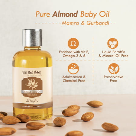 Nat Habit Pure Almond Baby Massage Oil For Hair & Skin Care | 100ml