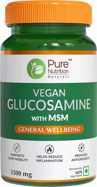 Pure Nutrition Vegan Glucosamine With Msm General Wellbeing 1500Mg Bottle Of 60 Veg Tablets