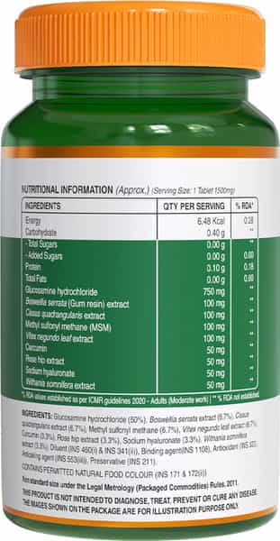Pure Nutrition Vegan Glucosamine With Msm General Wellbeing 1500Mg Bottle Of 60 Veg Tablets