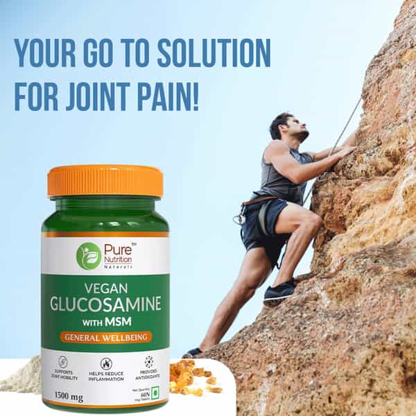 Pure Nutrition Vegan Glucosamine With Msm General Wellbeing 1500Mg Bottle Of 60 Veg Tablets