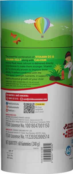 Pediacare Strong Bone 60 Gummies With Calcium Vitamin D And Vitamin K2-7 For The Kids