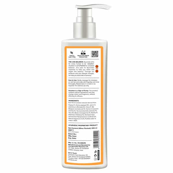 Jiva Papaya Shampoo - 200Ml (Pack Of 2) | For All Hair Types | Regulates Sebum Production