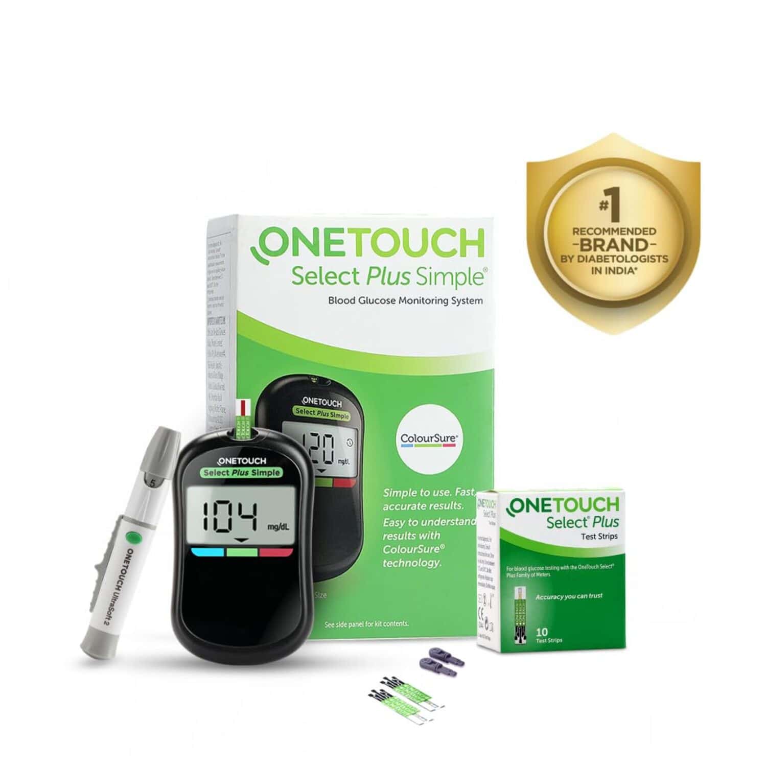 Onetouch Select Plus Simple Glucometer Kit 1 No's