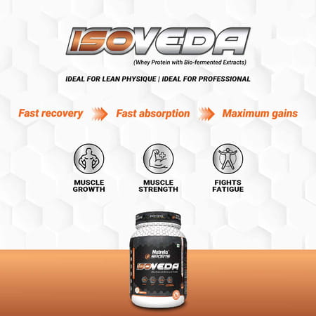 Nutrela Sports Isoveda Protein Powder - 1kg (Flavor Vanilla Ice Cream)