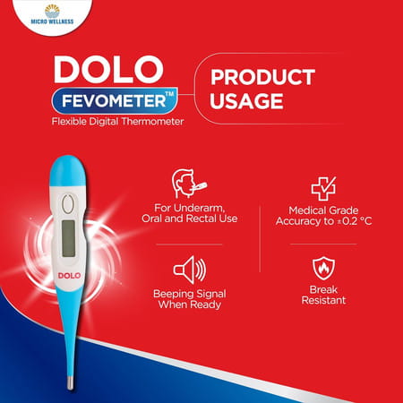 Dolofevometer Micro Wellness Dolo Fevometer - Flexible Digital Thermometer (Pack Of 2)