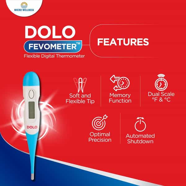 Dolofevometer Micro Wellness Dolo Fevometer - Flexible Digital Thermometer (Pack Of 2)