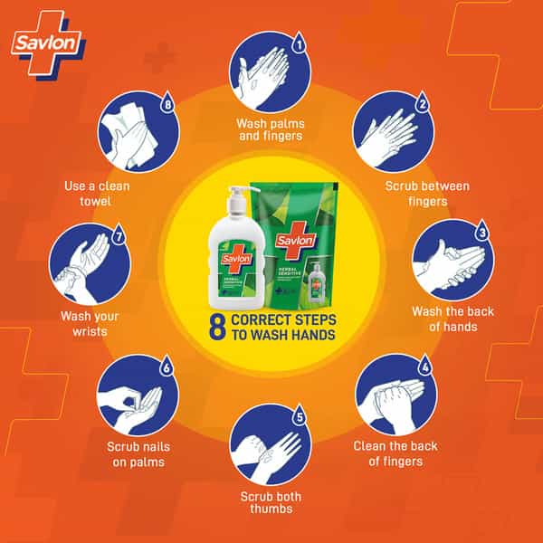 Savlon Herbal Sensitive Ph Balanced Liquid Handwash 200Ml Pump + 175Ml Refill