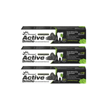 Dr. Morepen Active Smile | With Activated Charcoal | Tube | Toothpaste | 100 Gm | Pack Of 3