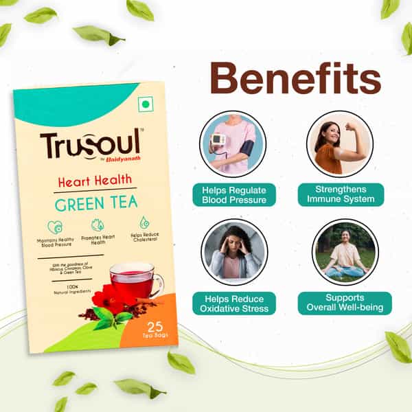 Baidyanath Trusoul Green Tea Heart Health 25 Bags | Cardiac Wellness