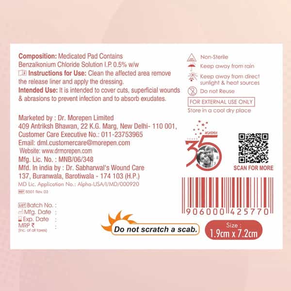 Dr. Morepen Aid Adhesive Band Aid Washproof | 100 No's | Pack Of 2