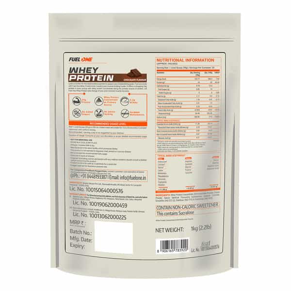Fuel One Whey Protein | 24 G Protein (Chocolate | 1 Kg / 2.2 Lb)