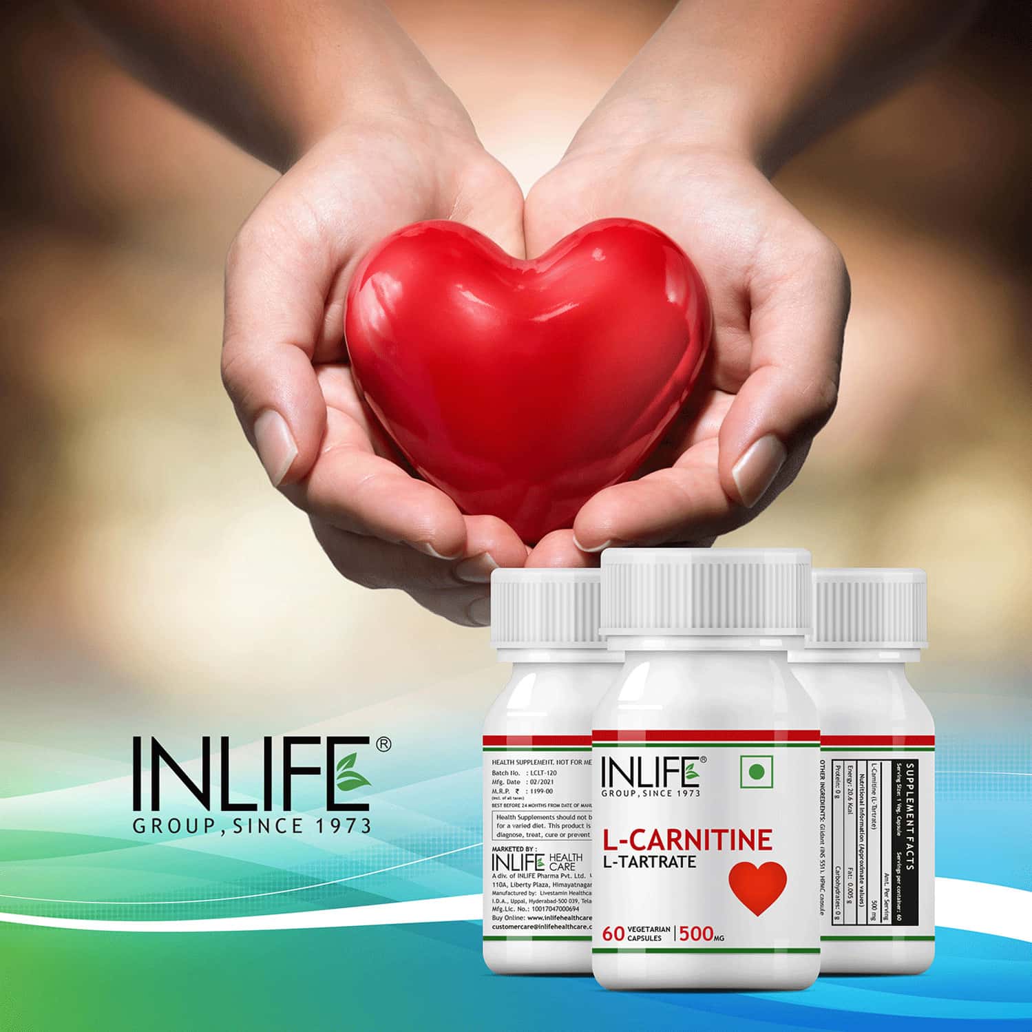 Buy INLIFE LCARNITINE LTARTARATE 500MG (60 VEGETARIAN CAPSULES