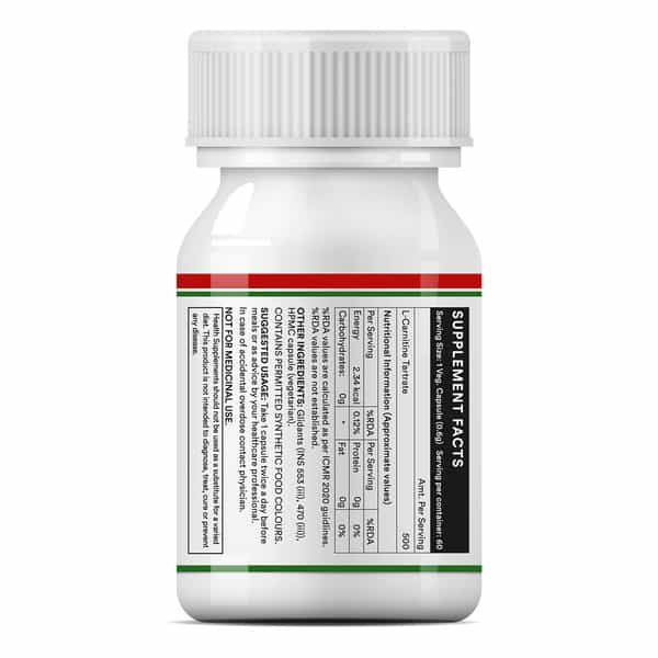 Inlife L-Carnitine L-Tartarate 500Mg (60 Vegetarian Capsules)