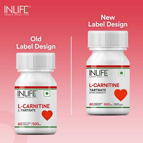Inlife L-Carnitine L-Tartarate 500Mg (60 Vegetarian Capsules)