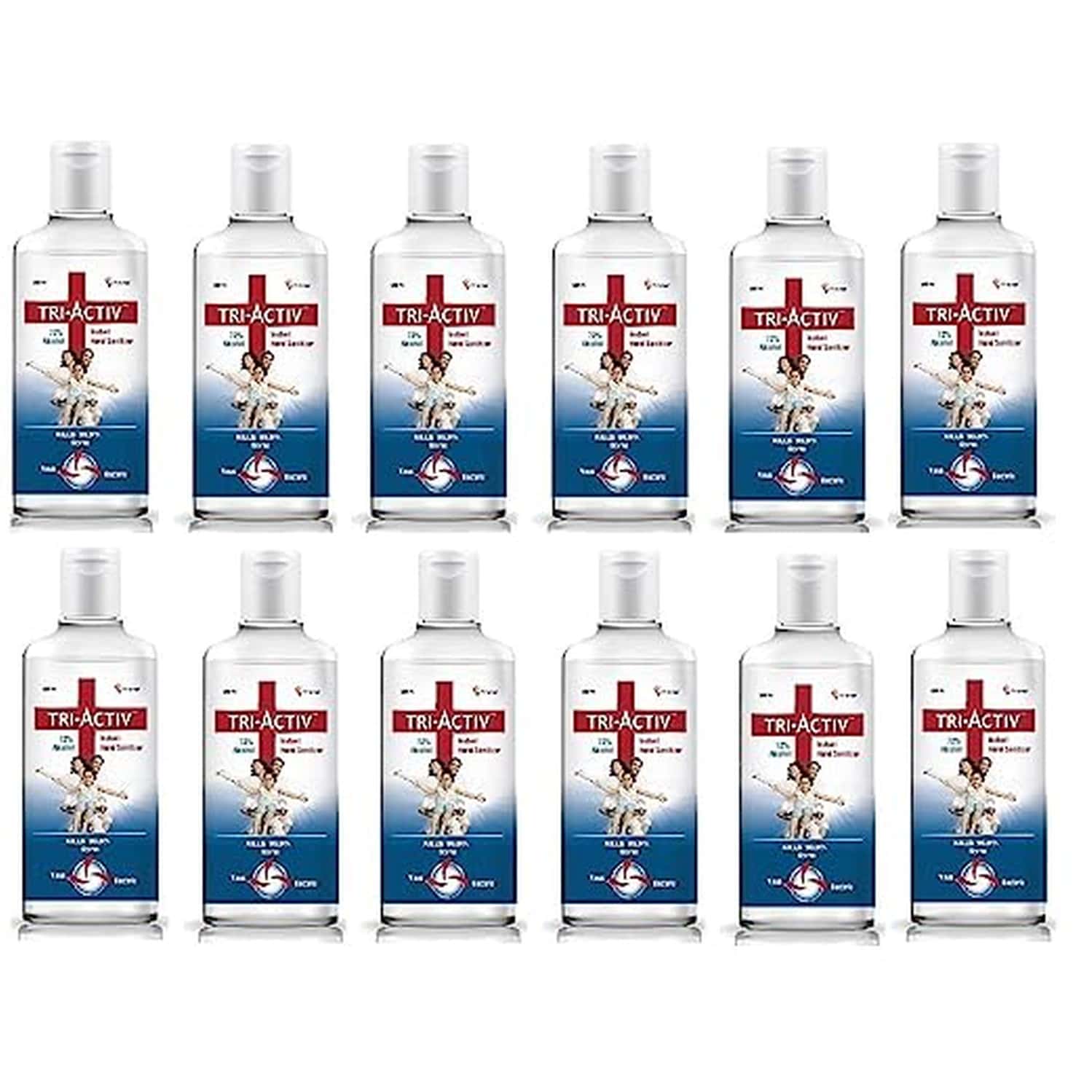 Tri-Activ 72% Alcohol Based Instant Hand Sanitizer Refill Pack - 500ml(Pack Of 12) | White