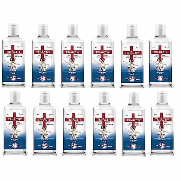 Tri-Activ 72% Alcohol Based Instant Hand Sanitizer Refill Pack - 500Ml(Pack Of 12) | White