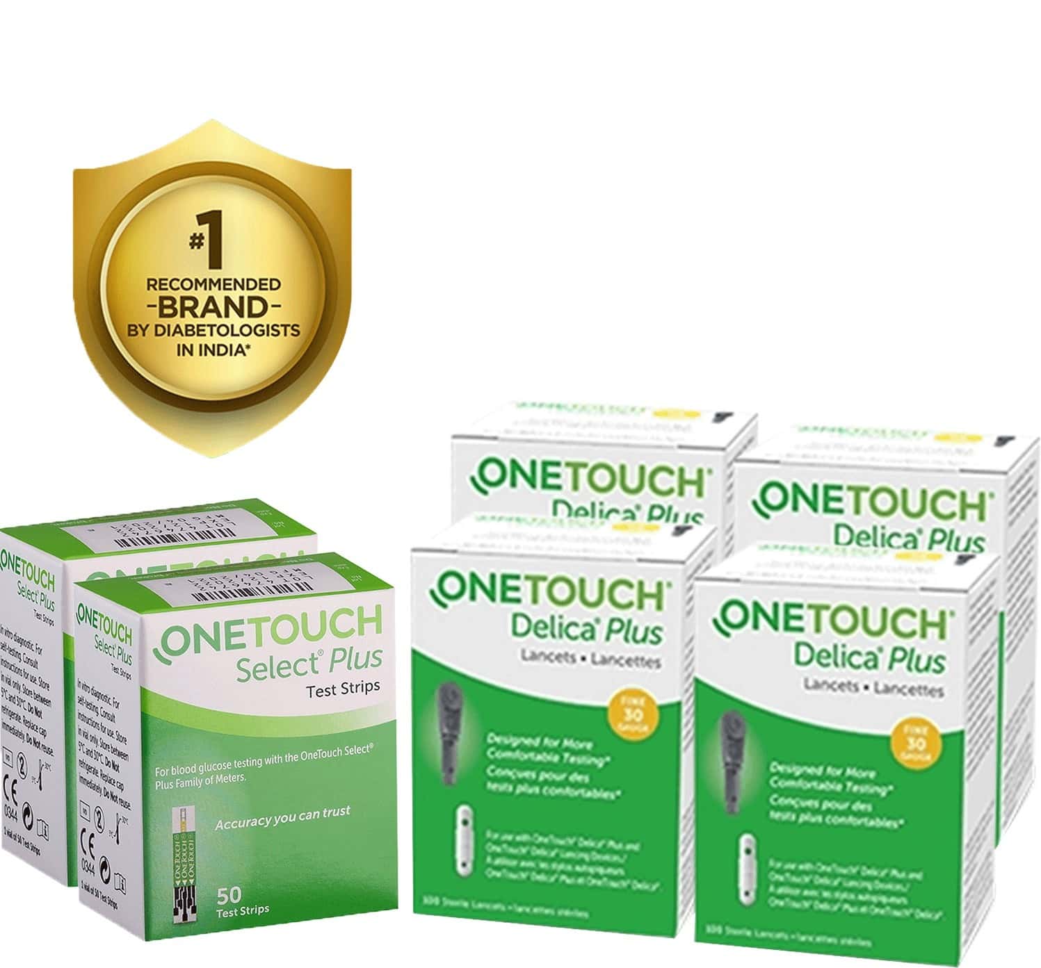 Onetouch Select Plus Glucometer Test Strips 100s Pack + 4 *25s Onetouch Delica Plus Lancets