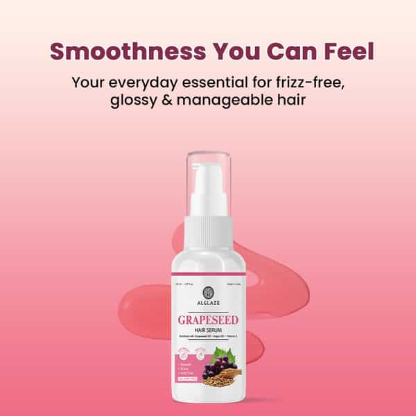 Alglaze Grapeseed Hair Serum | Frizz Control | Grapeseed Oil Argan Oil & Vitamin E | 50Ml